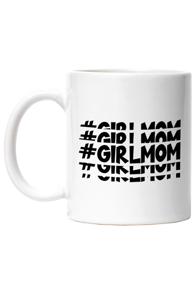 StoryGift Romania Cana cu "#Girlmom" - fata mamei iubire afectiune cu Maner Alb, Cu Maner Alb