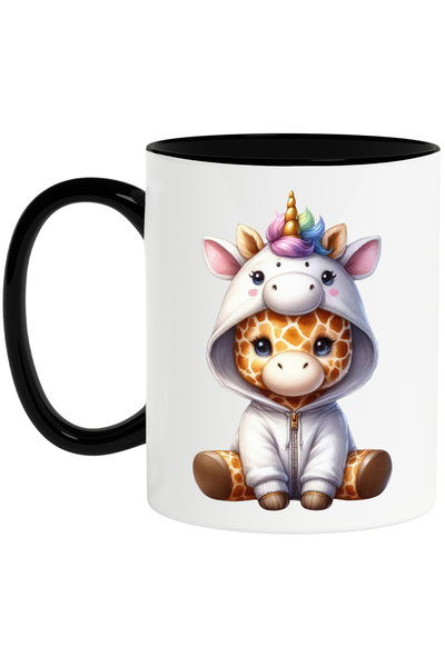 StoryGift Romania Cana cu un pui de girafa, ilustratie, costum de unicorn, pe...