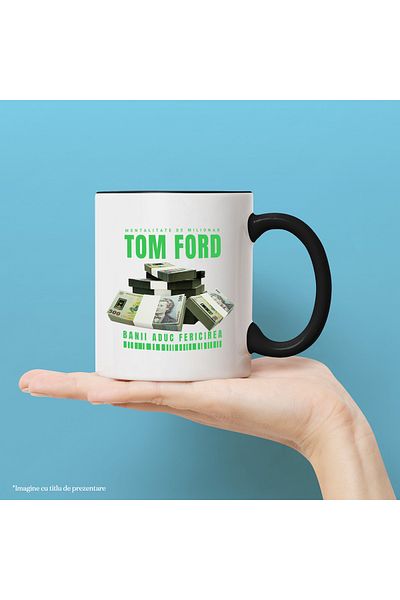 StoryGift Romania Mug _Tom Ford_ - Money Brings Happiness, 330ml, Ceramic with Black Handle, With Black Handle