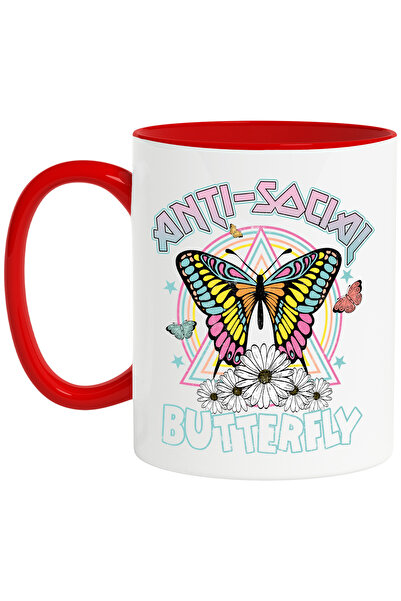 StoryGift Romania Cana cu un fluture colorat cu mesajul "Anti-social butterfl...