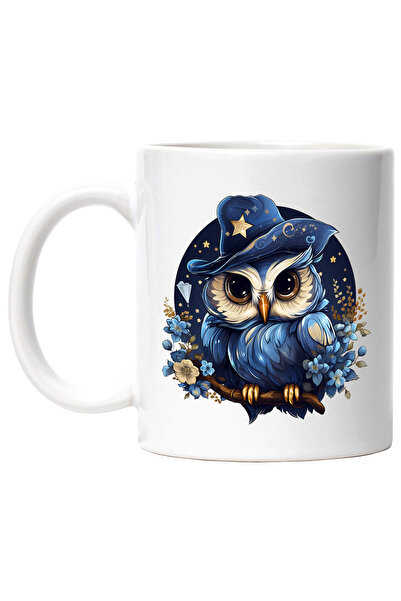 StoryGift Romania Cana cu o bufnita, ilustratie, palarie de vrajitoare, stelu...