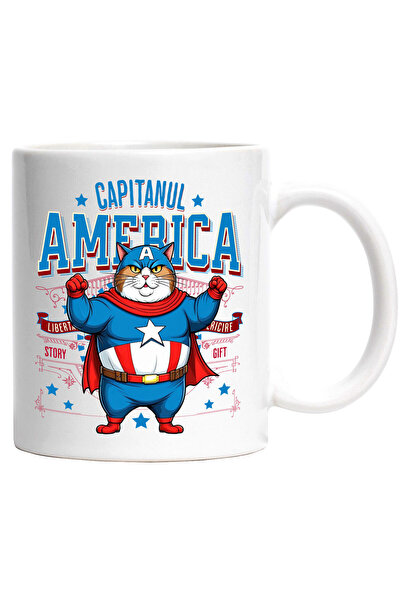 StoryGift Romania Cana cu Pisica Amuzanta, Pufoasa si Grasa In Costum de Capi...