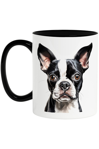 StoryGift Romania Cana cu un catel serios, ilustratie, negru, alb, pentru iub...