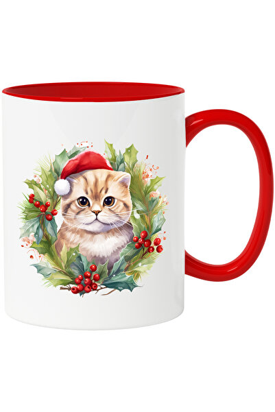 StoryGift Romania Cana cu o pisica care are o caciula de Craciun | ilustratie...