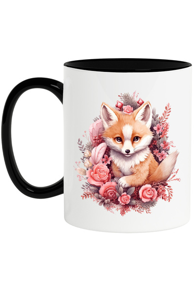 StoryGift Romania Cana cu o vulpe inconjurata cu flori | ilustratie | plante ...