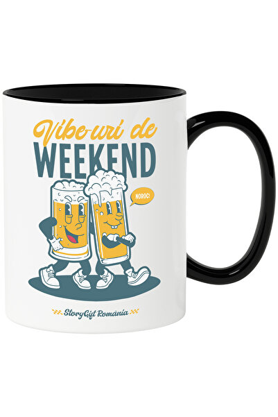 StoryGift Romania Cana Vibeuri de Weekend petrecere bere pahar, 330ml, Cerami...