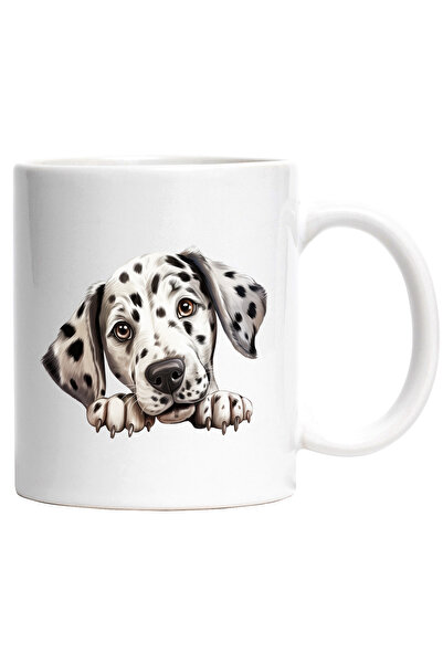StoryGift Romania Cana cu un caine dalmatian | ilustratie | pete negre | alb ...