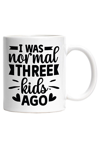StoryGift Romania Cana cu inimioare si mesajul amuzant "Am fost normal acum 3 copii" cu Maner Alb, Cu Maner Alb