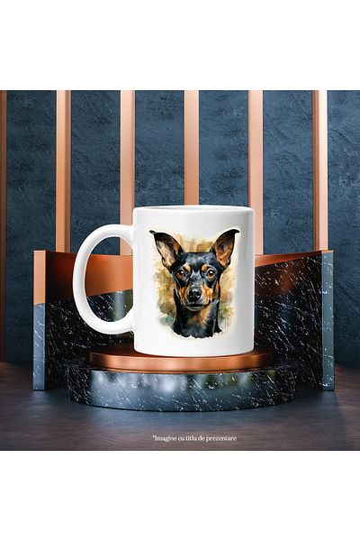 StoryGift Romania Cana Cu Caine De Rasa, Pinscher, Iubitori De Catei, Ilustratie, Multicolor 330 M, Cu ,stg