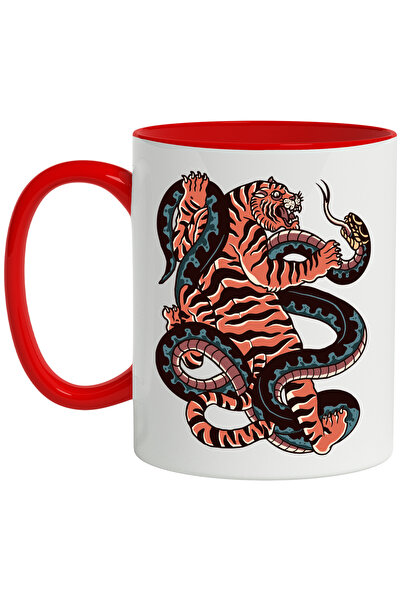 StoryGift Romania Cana Cu Tigru, Sarpe, Lupta, Ilustratie, Asiatic, Dungi, Mu...