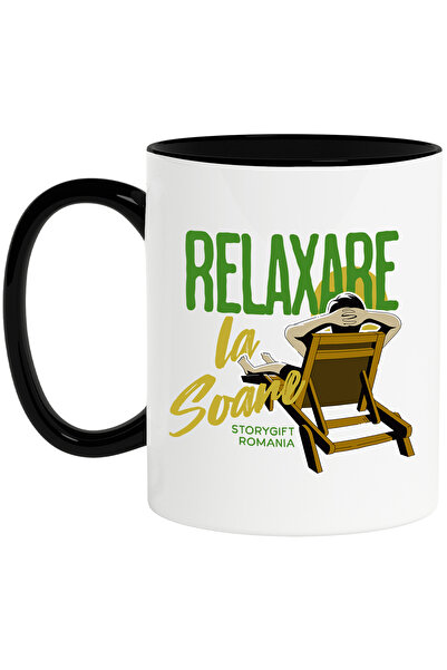 StoryGift Romania Cana relaxare la soare om pe sezlong la plaja soare, 330ml,...