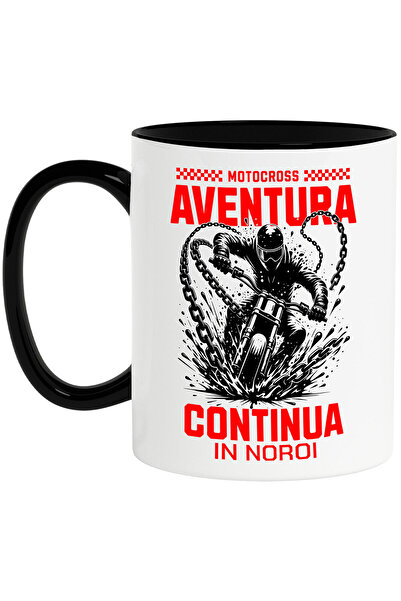 StoryGift Romania Cana cu Barbat Pe Motor Viteza Noroi Lanturi Aventura Pasiu...