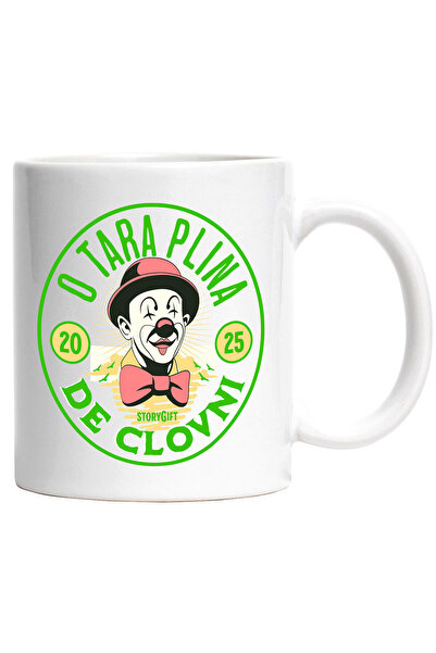 StoryGift Romania Cana cu Cerc Stil Moneda Clovn Cu papion Si Palarie Rosii T...