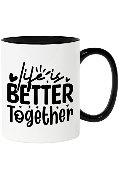 StoryGift Romania Cana cu inimioare si textul in engleza "Life is better toge...