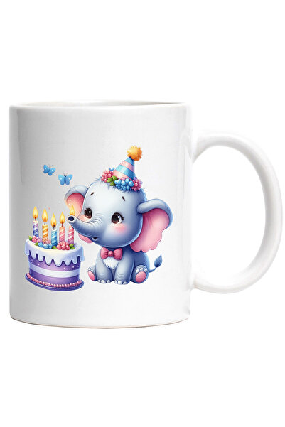 StoryGift Romania Cana cu un elefant surprins care sufla in lumanarile de pe ...