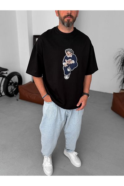 BYBASICMAN Black Bear Patch Oversize T-Shirt By-067