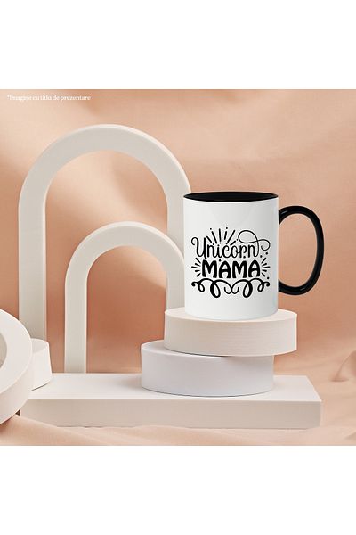 StoryGift Romania Mug for a mother of unicorns - fantastic creatures with Black Handle, With Black Handle S,STG