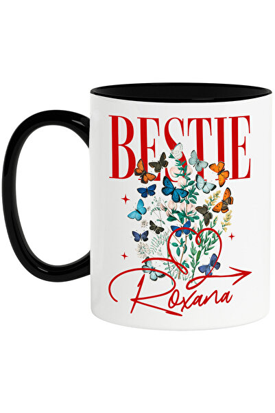 StoryGift Romania Cana cu Inima Rosie , fluturi Colorati Planta verde Text Be...