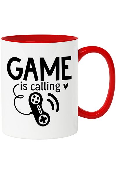 StoryGift Romania Cana cu o inimioara si un controller cu textul "Game is calling" - jocul ma chea, Cu Maner Rosu