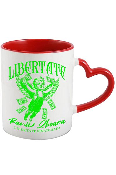 StoryGift Romania Mug with Flying Child Trying Banknotes Text Freedom Money Flying, Financial, What, With, STG
