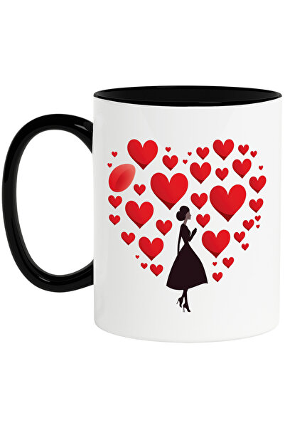 StoryGift Romania Cana cu o femeie intr-o rochie neagra, ilustratie, multe in...