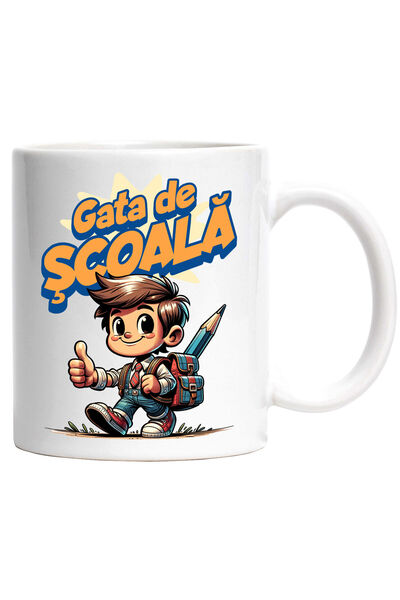 StoryGift Romania Cana cu Baiat Brunet Vesel Cu Rucsac Si Creion Imens gata D...