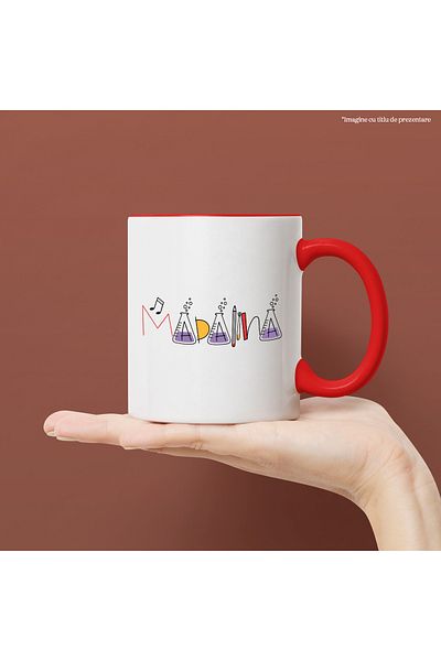 StoryGift Romania Mug With Name Madalina, School, Chemistry, Subjects, Algebra, Geometry, 330ml, Sky, With, STG.