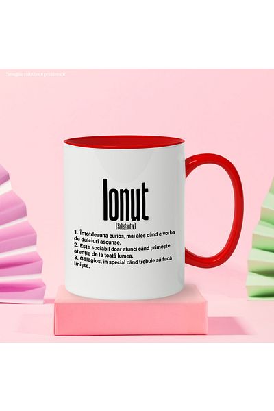 StoryGift Romania Mug With Name Ionut, With Funny Message, Curious, Sociable, Noisy, 330ml, Ceram, With,STG
