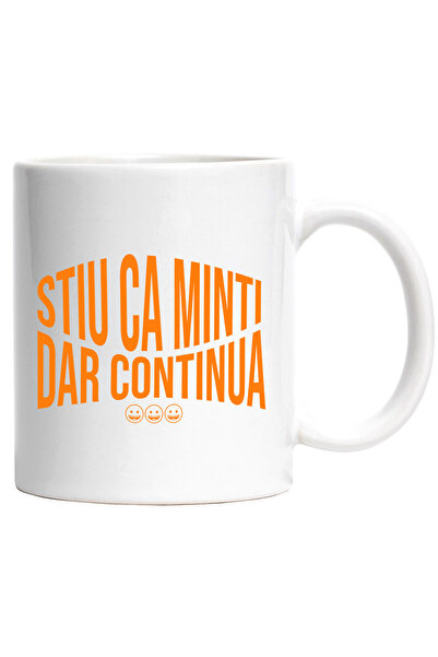 StoryGift Romania Cana cu Smiley Face Colorat Text Stiu Ca Minti Dar Continua...