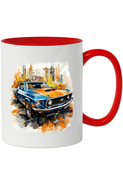 StoryGift Romania Cana Cu Masina, Ford Mustang, Retro, Vintage, Vopsea, Multi...