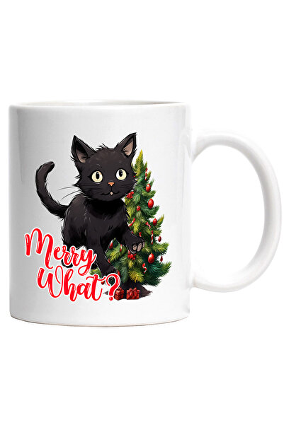 StoryGift Romania Cana cu pisoi negru cu mesajul "Merry what?", Craciun feric...