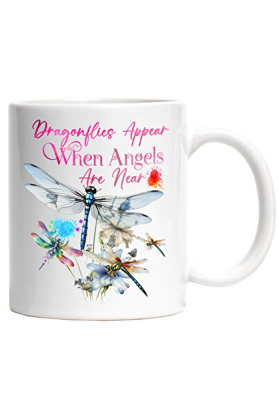 StoryGift Romania Cana cu libelule de diverse culori cu mesajul "Dragonflies ...