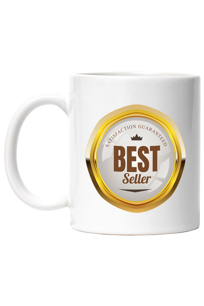 StoryGift Romania Cana Cu Mesaj In Engleza Best Seller, Coroana, Insigna, Multicolor 330 ml, Ceram, Cu Maner Alb