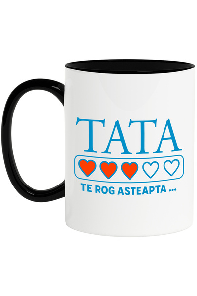 StoryGift Romania Cana cu Inimi Pline Culoare Text tata Te Rog asteapta, Fami...