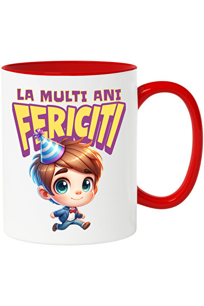 StoryGift Romania Cana cu Baiat Animat Brunet Cu Coif Aniversare Text La Mult...