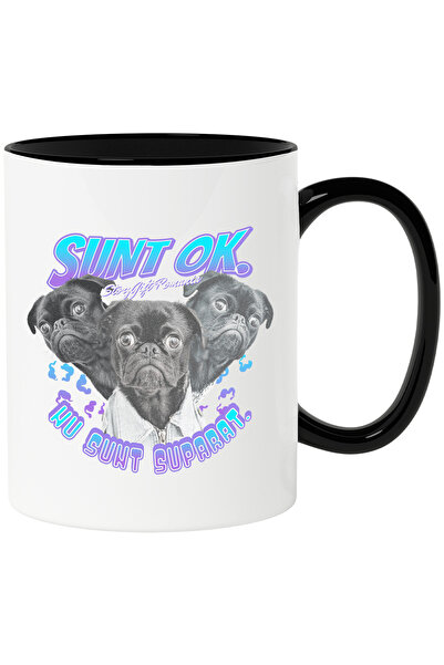 StoryGift Romania Cana Caini pug text nu sunt suparat sunt ok, 330ml, Ceramic...