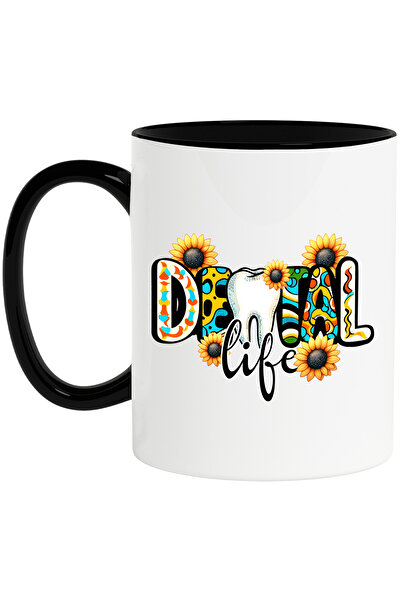 StoryGift Romania Cana cu mesajul "Dental life", profesie, ilustratie, munca, dedicare, pasiune, v, Cu Maner Negru