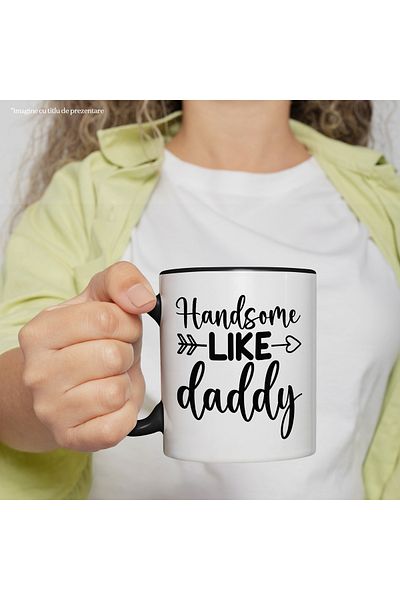 StoryGift Romania Mug with the text in English "Handsome like daddy" - chipes ca tata cu Maner, Cu,STG