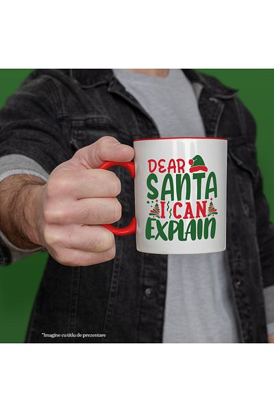 StoryGift Romania Mug for those who want to explain things to Santa Claus with Red Handle, With Handle, STG