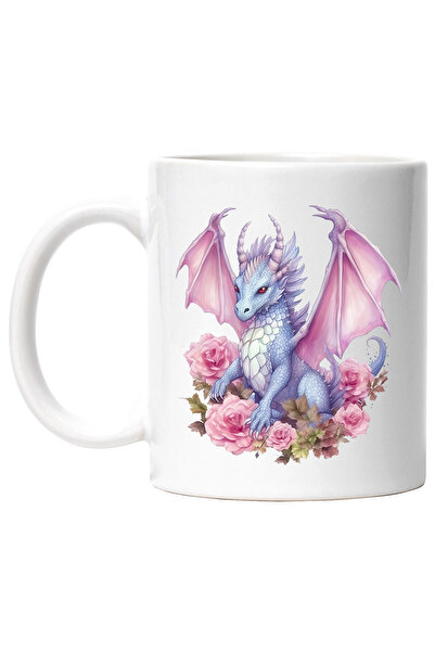 StoryGift Romania Cana cu un dragon inconjurat cu trandafiri | albastru | roz...