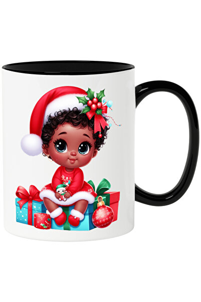 StoryGift Romania Cana cu o fetita dragalasa care sta pe un cadou | globulete...