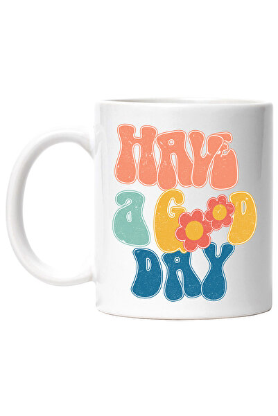 StoryGift Romania Cana cu mesajul "Have a good day", ilustratie, motivational, sa ai o zi buna, ur, Cu Maner Alb