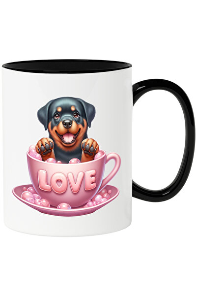 StoryGift Romania Cana cu un catel Rottweiler care sta intr-o ceasca pe care ...