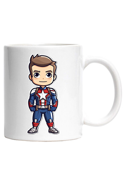 StoryGift Romania Cana Cu Captain America Miniatura, Marvel, DC,Razboinic, Supererou,Ceramica, 330, Cu Maner Alb