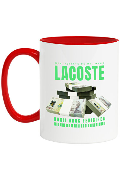 StoryGift Romania Cana _Lacoste_ - Banii Aduc Fericirea, 330ml, Ceramic cu Ma...