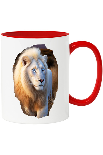 StoryGift Romania Cana cu Portret Leu Frumos, cu Coama Blonda, Mare, Leu cu O...