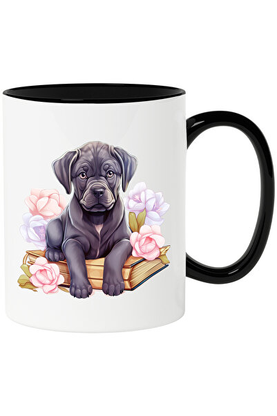 StoryGift Romania Cana cu un catel negru care sta pe o carte | flori | natura...