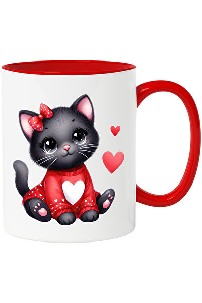 StoryGift Romania Cana cu o pisicuta neagra dragalasa | bluza groasa | inimio...