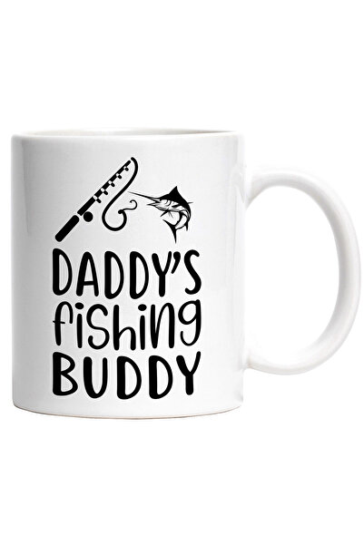 StoryGift Romania Cana cu un peste si o undita cu textul "Daddy's fishing buddy" - amicul de pescu, Cu Maner Alb