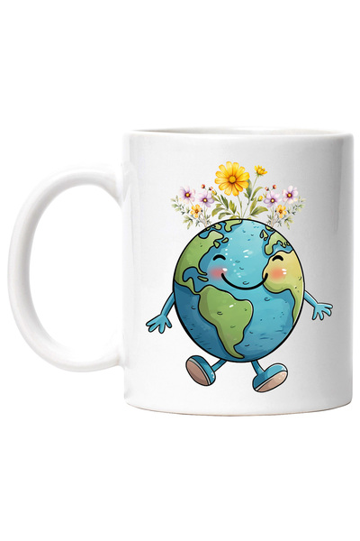 StoryGift Romania Cana cu planeta Pamant, ilustratie, constientizare, flori, ...